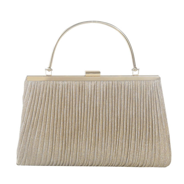 New arrival fold material gliter evening bag with handle