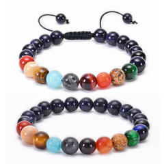 Occident fashion colorful natural stone bead braid bracelet