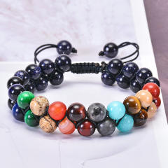 Occident fashion colorful natural stone bead braid bracelet