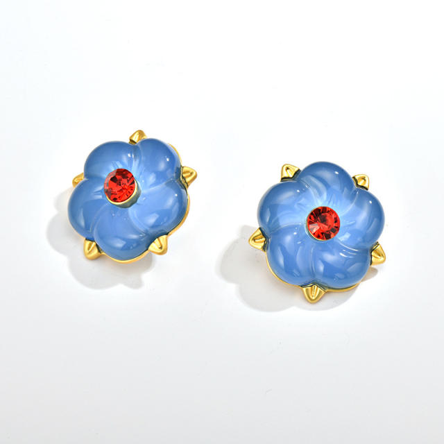 925 needle vintage flower earrings