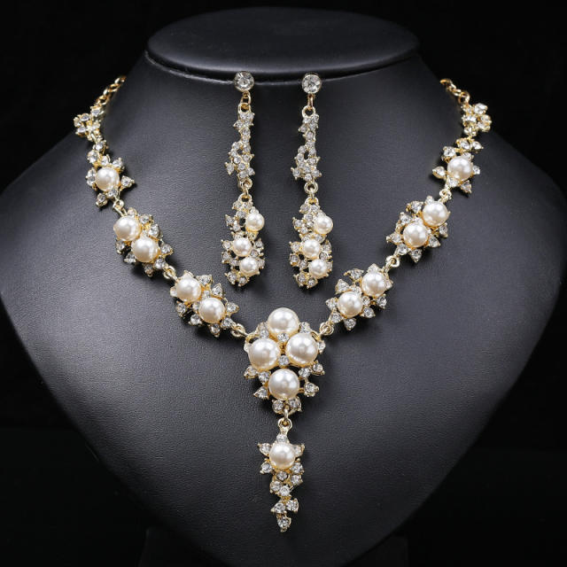 Occident fashion rhinestone pearl jewelry set
