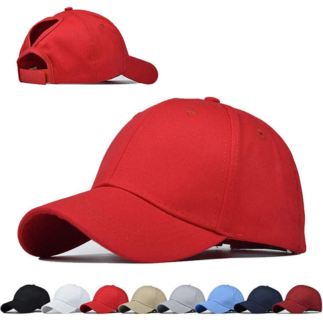 Cotton material plain color summer ponytail baseball cap