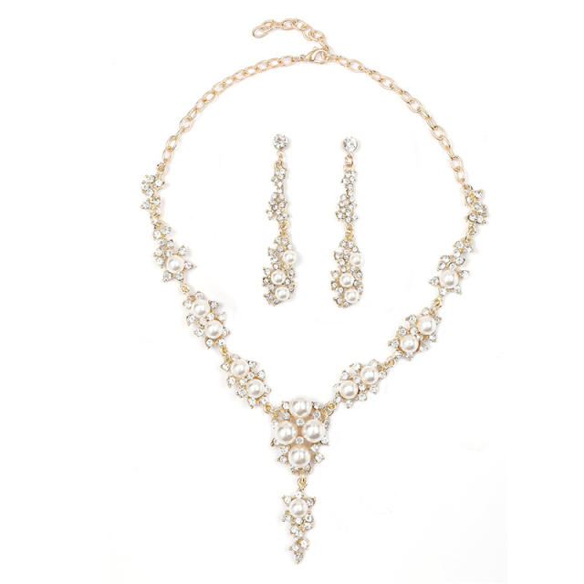 Occident fashion rhinestone pearl jewelry set