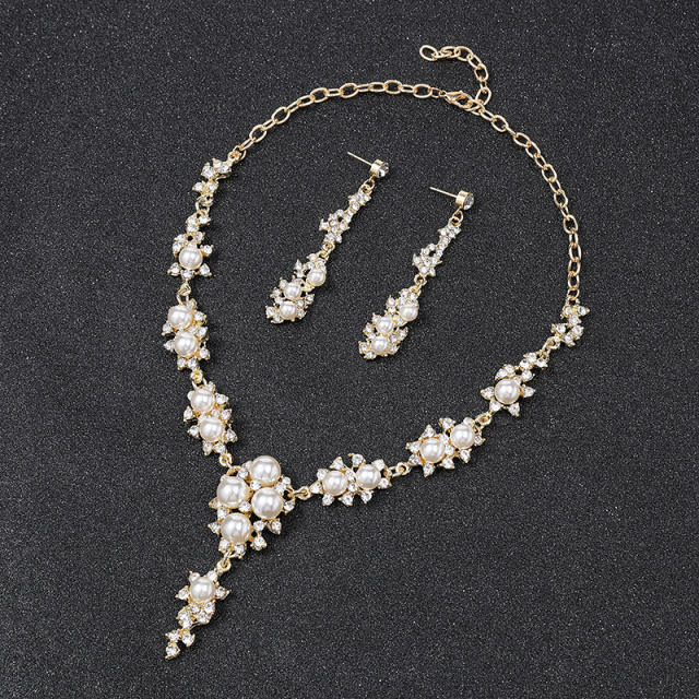 Occident fashion rhinestone pearl jewelry set