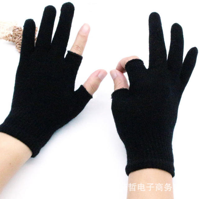 Plain color knitted gloves
