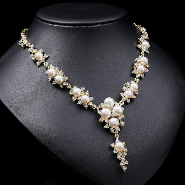 Occident fashion rhinestone pearl jewelry set