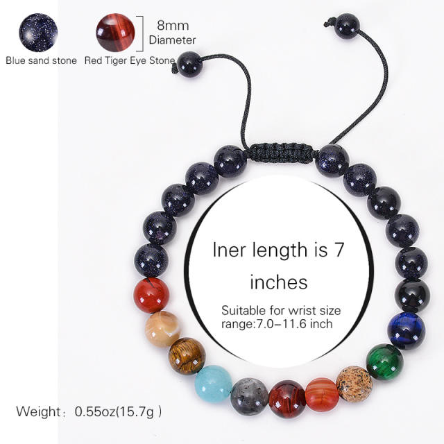Occident fashion colorful natural stone bead braid bracelet