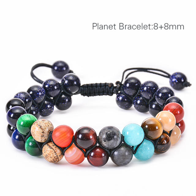 Occident fashion colorful natural stone bead braid bracelet