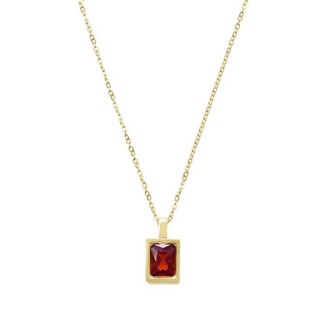 Chic design red cubic zircon series dainty stainless steel necklace