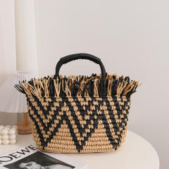 Color matching summer design straw handbag