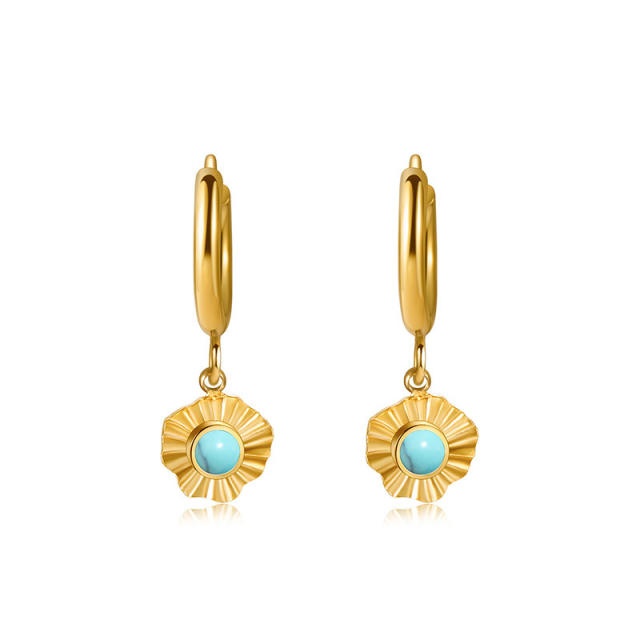 Occident fashion turquoise setting stainless steel earrings