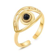 Color enamel evil eye series stainless steel rings