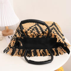 Color matching summer design straw handbag