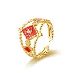 Color enamel evil eye series stainless steel rings