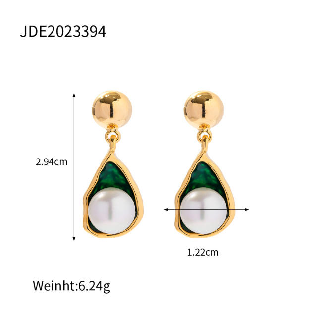 925 needle vintage water pearl series real gold plated earrings