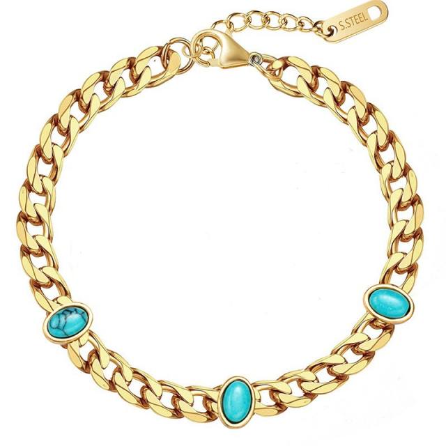 Occident fashion turquoise series stainless steel bracelet