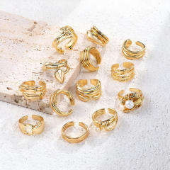 Irregular shape real gold plated alloy rings