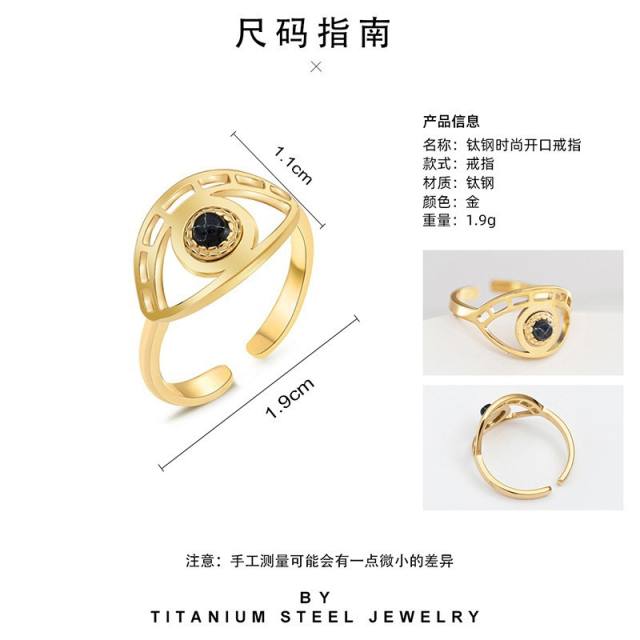 Color enamel evil eye series stainless steel rings