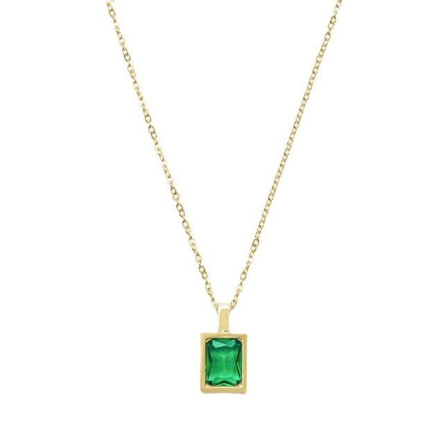 INS emerald Malachite statement dainty stainless steel necklace