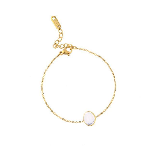Natural stone series dainty stainless steel bracelet