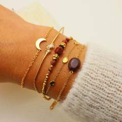 Natural stone series dainty stainless steel bracelet
