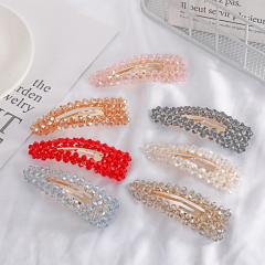 Hot sale color crystal beads snap hair clips