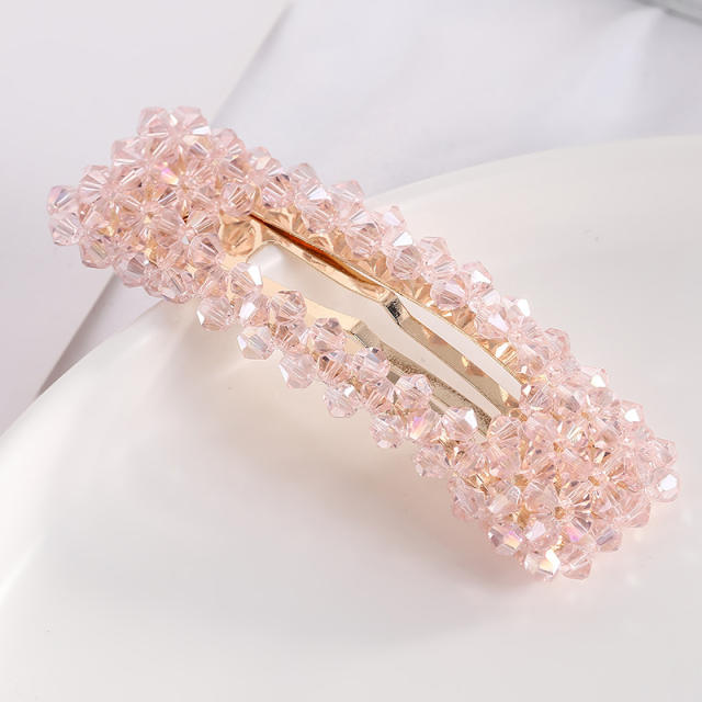 Hot sale color crystal beads snap hair clips