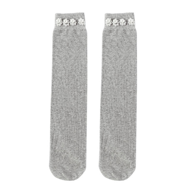 Sweet pearl setting cotton women socks