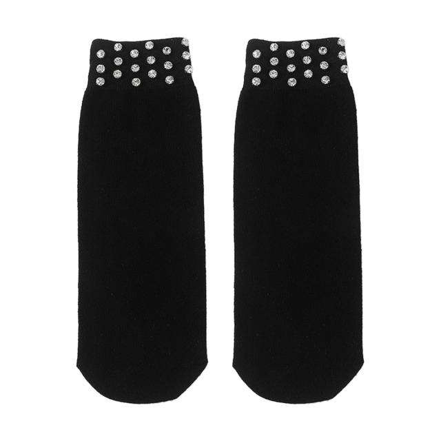 Personality breathable cotton rhinestone socks