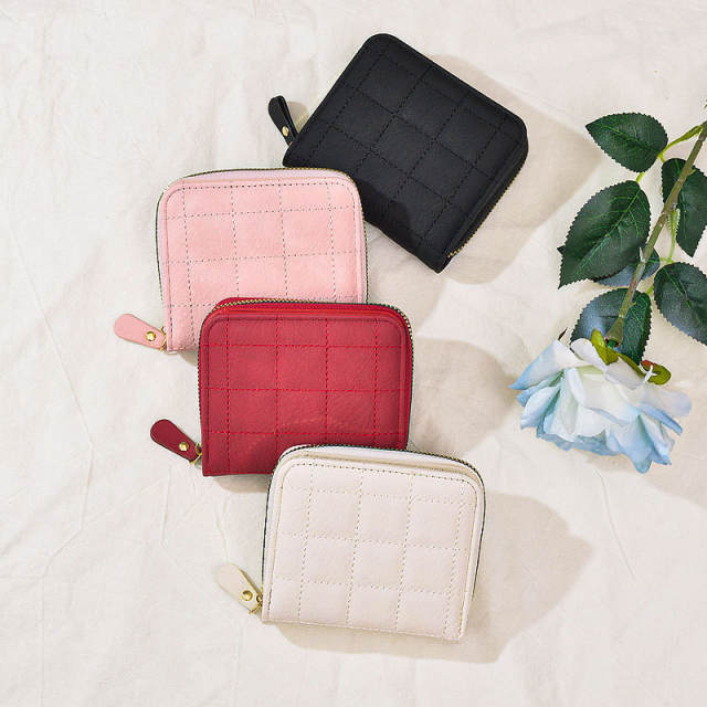 Cute design plain color PU leather wallet