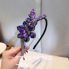 Korean fashion handmade crystal statement butterfly headband