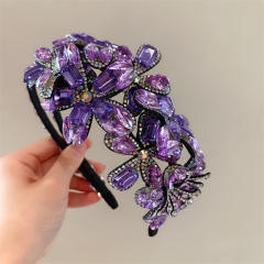 Summer design handmade color crystal statement flower headband