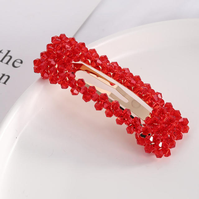 Hot sale color crystal beads snap hair clips