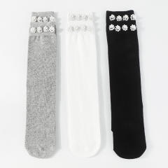 Sweet pearl setting cotton women socks