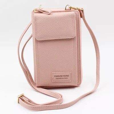 Korean fashion pu leather zipper mini size phone bag