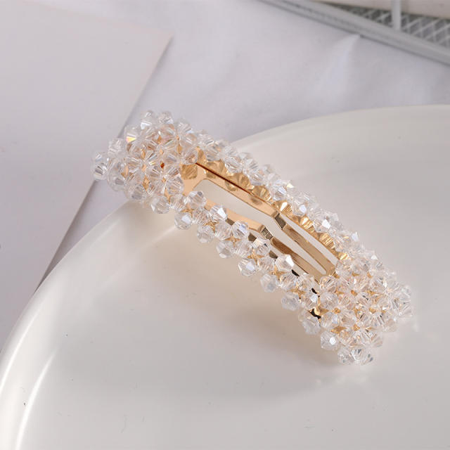 Hot sale color crystal beads snap hair clips