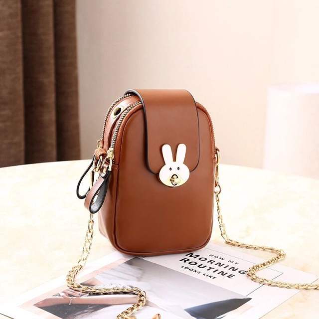 Korean fashion pu leather cartoon mini phone bag