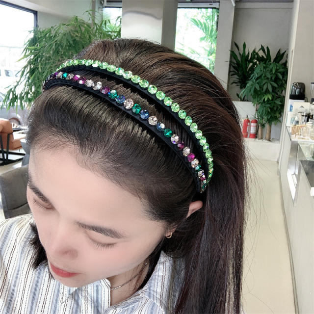Korean fashion color crystal statement headband