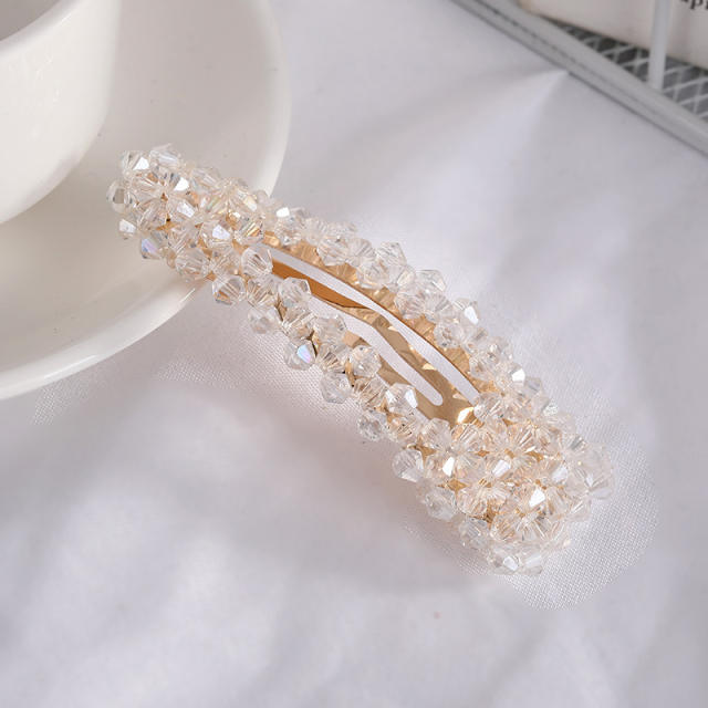 Hot sale color crystal beads snap hair clips
