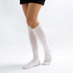 Personality breathable cotton rhinestone socks