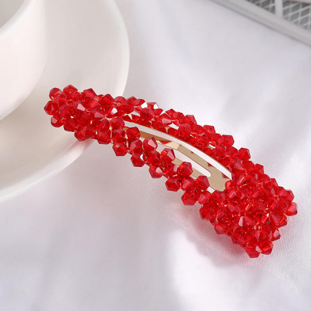 Hot sale color crystal beads snap hair clips