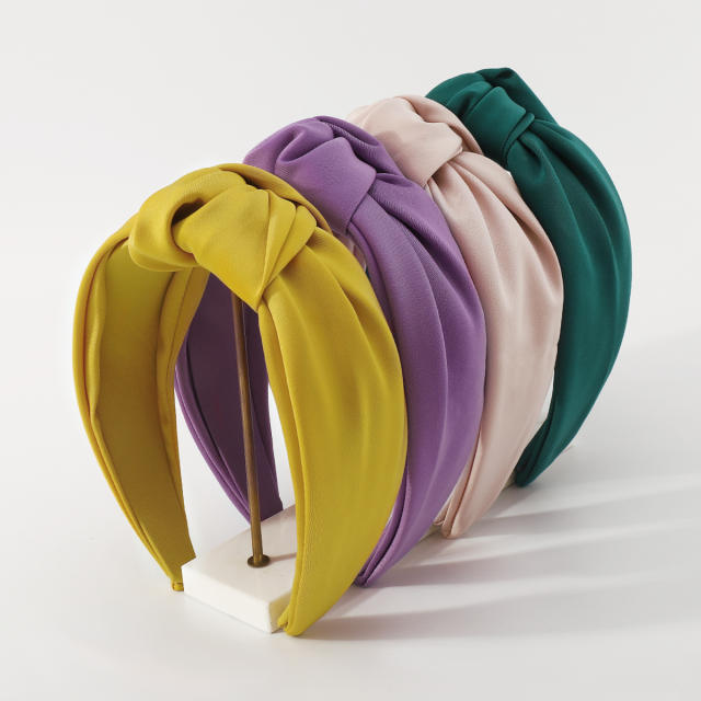 Personality plain color easy match knotted headband