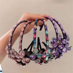 Summer design handmade color crystal statement flower headband