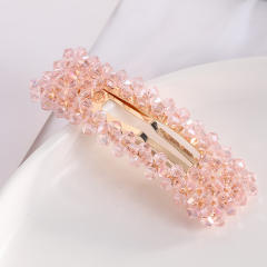 Hot sale color crystal beads snap hair clips