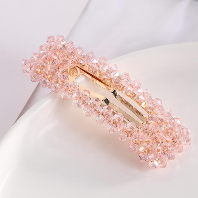 Hot sale color crystal beads snap hair clips
