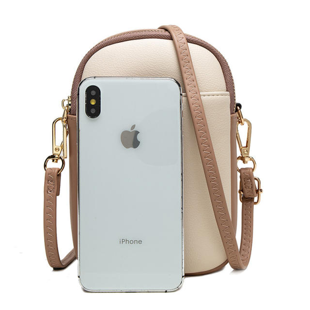 Korean fashion color matching PU leather mini phone bag