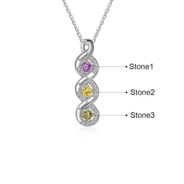 Infinity symbol birthstone setting engrave name custom necklace