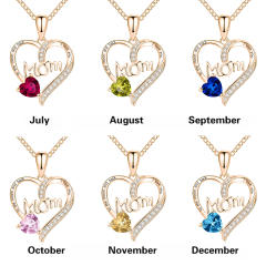 Heart shape birthstone statement alloy monther's day necklace