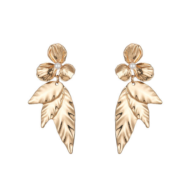 Occident fashion metal leaf design geometric earrings