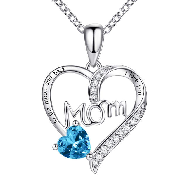 Heart shape birthstone statement alloy monther's day necklace